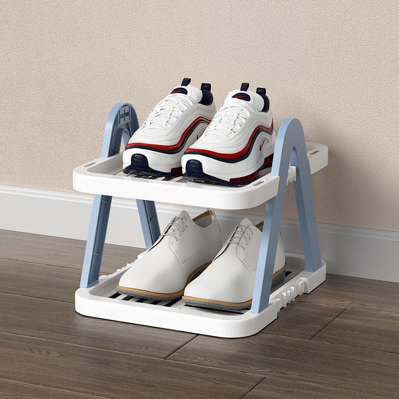 Простая полка для обуви, многослойная домашняя дверь, экономия места, мобильный шкаф для обуви, многофункциональные настольные полки для хранения вещей 2-layers синий