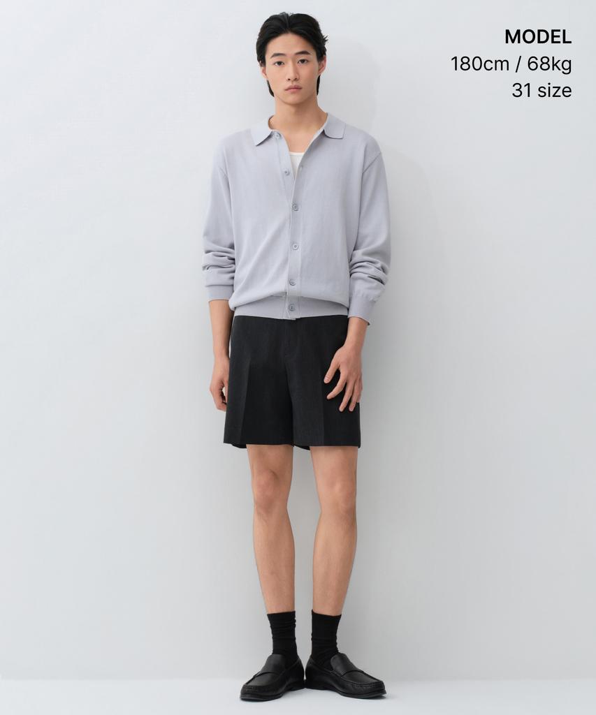 Musinsa Standard Classic Adjust Half Slacks [Charcoal Gray]