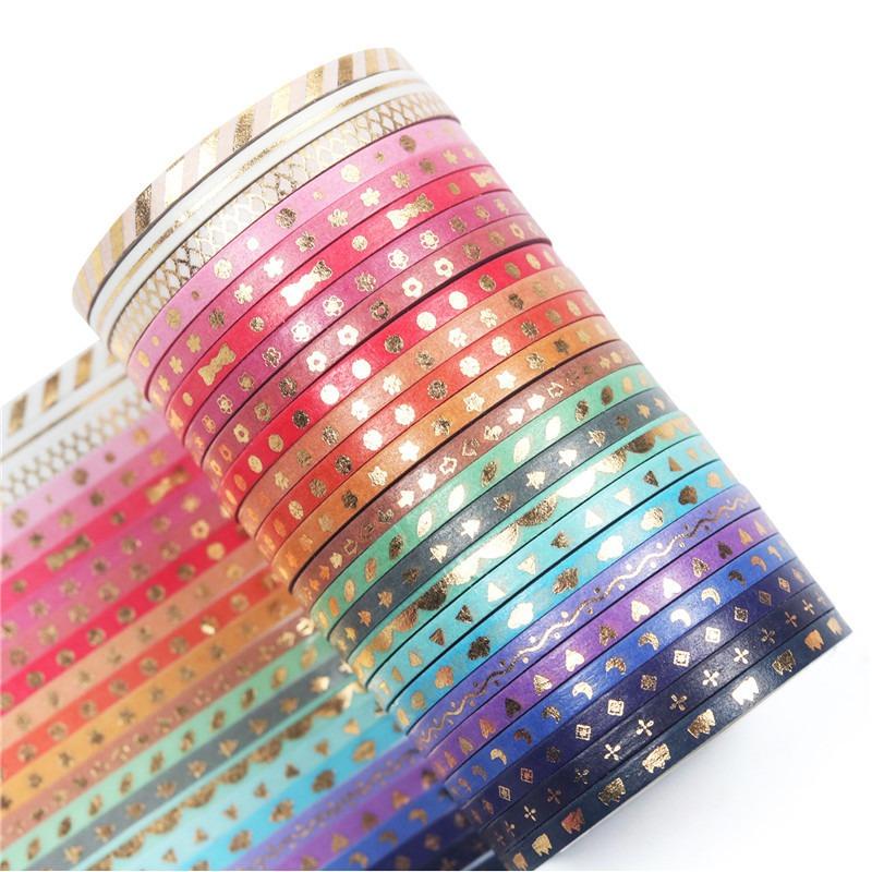 Stars Washi Tape 500cm Decorative Adhesive Tape School Journal Supplies Gold Foil Scrapbooking Kawaii Stationery Masking Tape