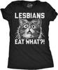 Womens Funny T Shirts Lesbians Eat What Sarcastic Cat Graphic Novelty Tee for Ladies, Heather Black - Lesbains Eat, Medium