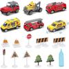 CUTE STONE Toy Airplane with Smoke, Lights & Sounds, Friction Powered Plane Toy with Mini Cars for Kids, Great Christ Gift for Boys and Girls