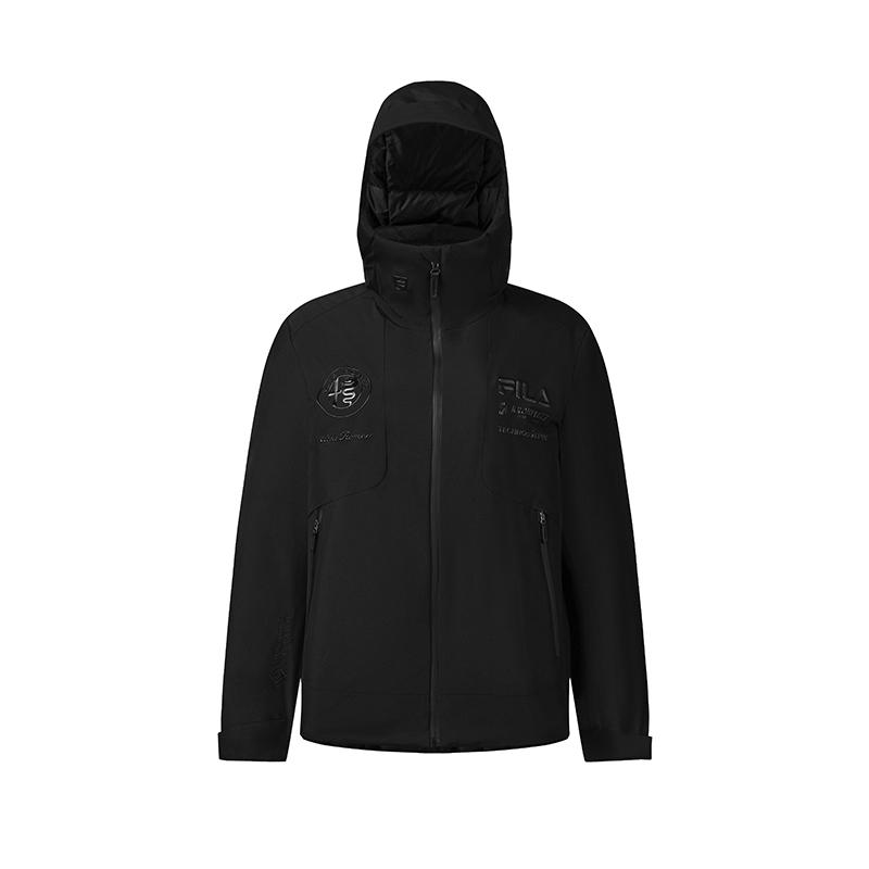 FILA Ski Series Classic Simple Casual Sports Versatile Warm Stain-Resistant Hooded Down Jacket Women outerwear Deep-Black A11W546908FBK