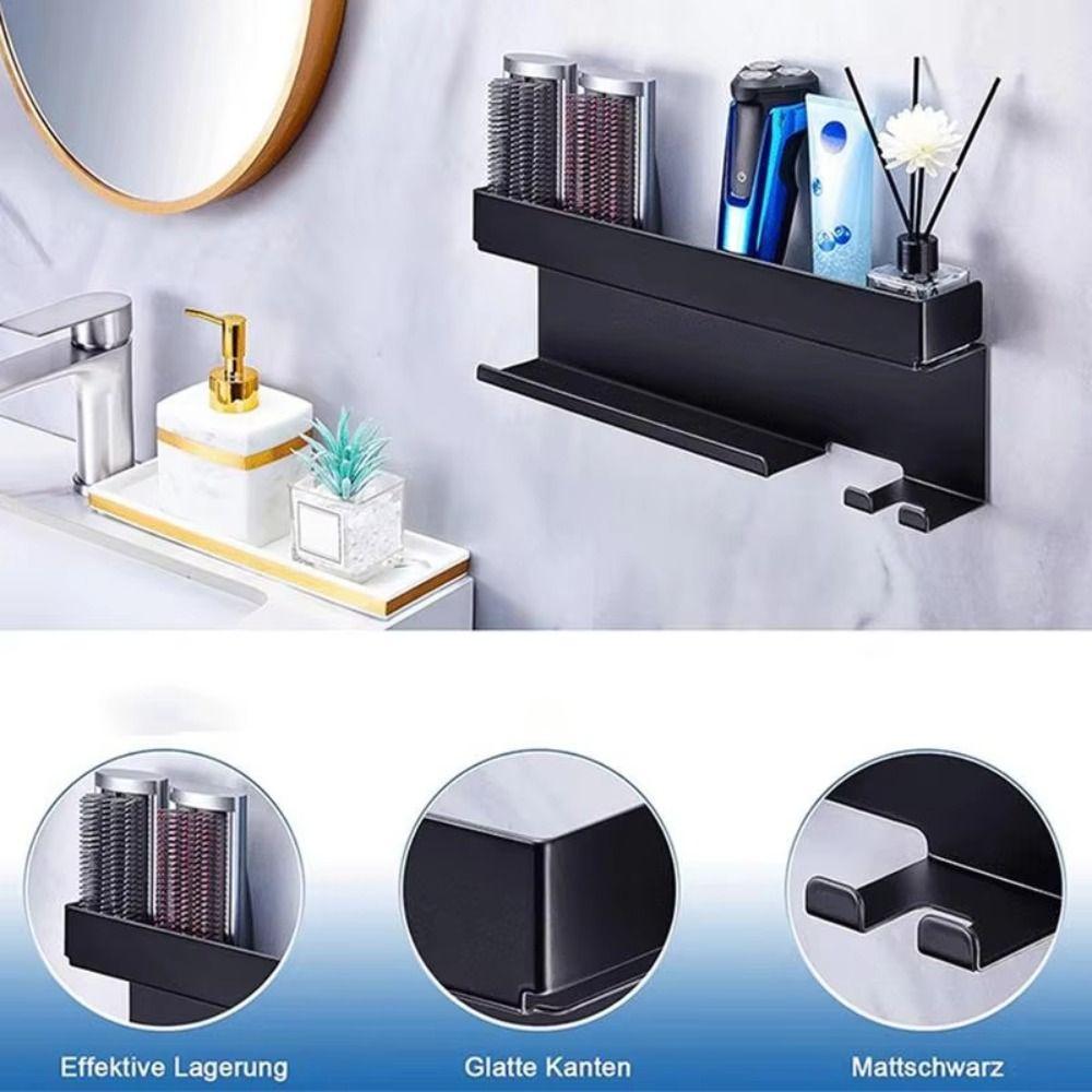 No Drill Wall Mounted Storage Rack Bathroom Shelf Bathroom Hair Dryer Sorting Rack  Straightener