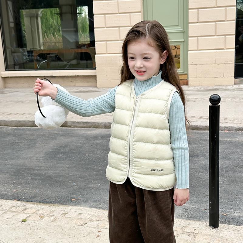 Lightweight Down Jacket for Boys and Girls In Winter with White Duck Down Lining Vest Coat