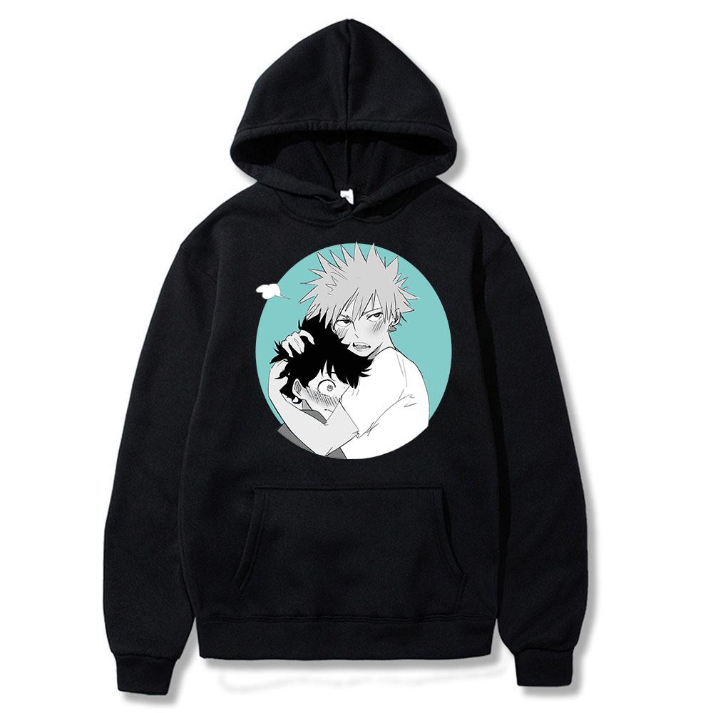 

Аниме Моя геройская академия Бакугоу Катсуки и Мидория Изуку Забавный графический принт Мужские и женские толстовки с капюшоном Пуловер Harajuku Толстовка S чёрный