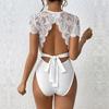 Summer Sexy Women's Bodysuits Lace Backless Strapless Tight Fitting Clothes O Neck Short Sleeve