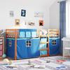 Vidaxl Bunk Bed with Curtains, Blue, 90X200 Cm, Pine