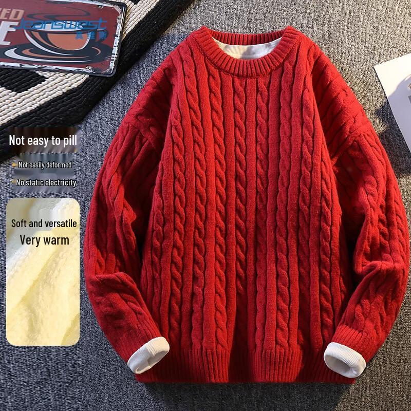 Jeanswest Men s Heavyweight Cable Knit Crew Neck Sweater XL