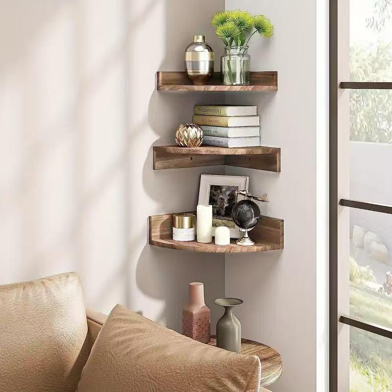 1PC Succulent Plant Shelf for Living Room Triangle Shaped Decorative Fan-shaped Storage Shelf Wooden Storage Rack 39x28cm