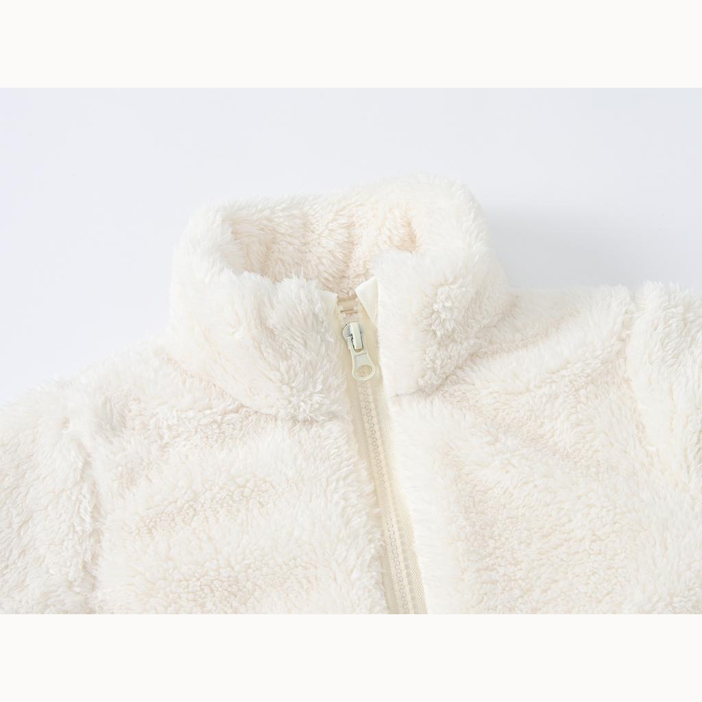 Spring and Autumn Boys and Girls Children's Warm Fleece Solid Color Collar with Pockets Long-sleeved Korean Fashion Jacket