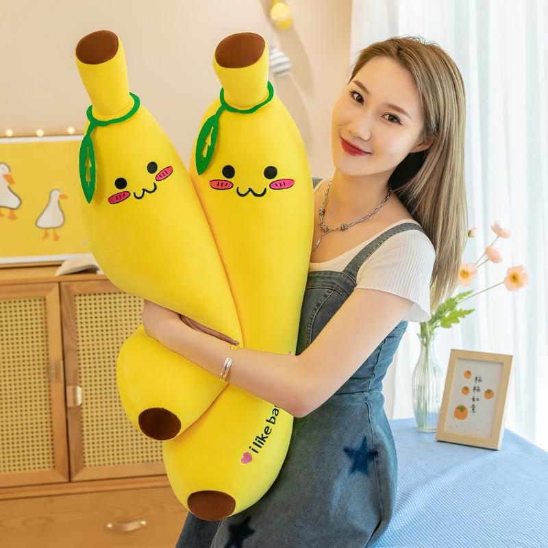 New cute banana plush toy large fruit strip throw pillow doll girls sleeping children doll