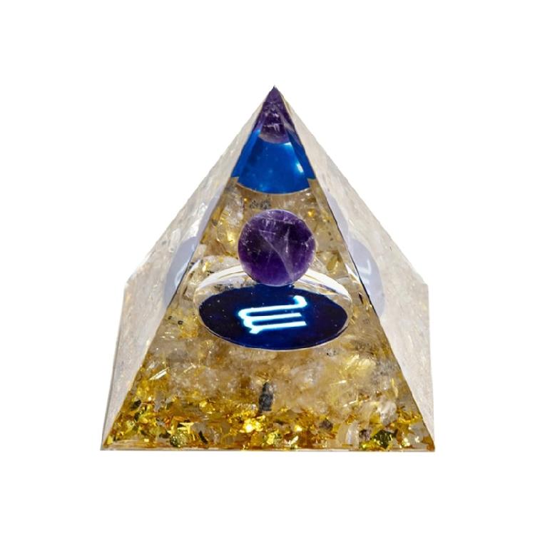 12 Zodiacs Orgone Crystal Pyramid,Amethysts Obsidians Healings Crystals Pyramid Constellations Pyramid for Money Health