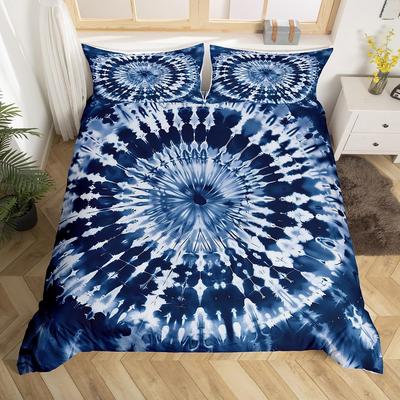 Tie-Dye Wirbel Spirale Bettwäsche-Set Boho Psychedelisch Bettbezug Schwarz Abstrakt Hippie Tagesdecke Bezug Böhmisch Zigeuner Steppdecke Bezug