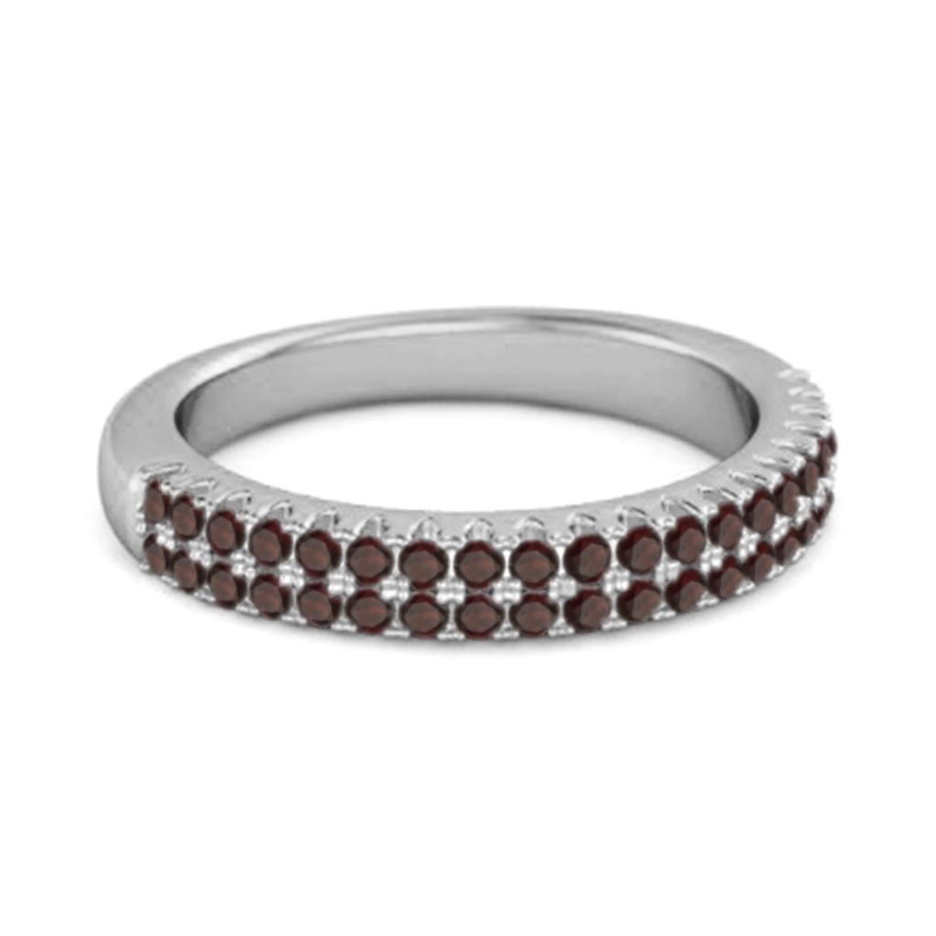 Garnet Eternity Band Ring - 925 Sterling Silver