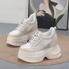 Fashion 12CM Air Mesh Microfiber Leather Ankle Boots Hollow Chunky Sneaker Women Comfy Summer Mixed Color Fashion Vulcanize Shoes