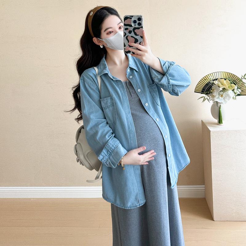 Spring 2026 Korean Style Slimming Camisole Dress & Denim Shirt Set L