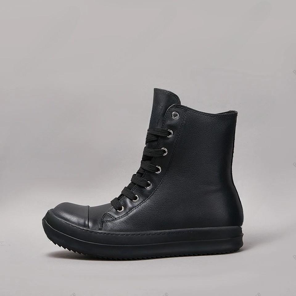 Ro Designer Lace-up Zip Men Ankle Boots High Top Quality Black Women Sneakers Leather Luxury Street Roman Flat Platform Shoes
