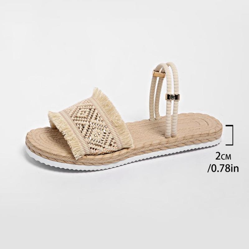 Fashion Women Sandals Fashion Trend Tassel Shoelaces Non Slip Sandals Wear-resistant Comfortable Soft Soled Flat Heeled Shoes for Women