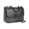 Coach Madison 24 Camellia Metal Studded Flap Chain Snake Print Detail Leather Small Shoulder Crossbody Bag Medium Women bags Black C3758-MWQV8