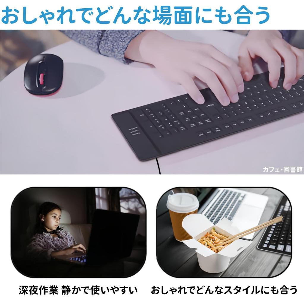 BUPVIOOD Składany Zestaw Klawiatury i Myszki z Przewodową Standardową Klawiaturą i Kompatybilną Czarną Mysz, Cichy, Smukły, Kompaktowy, 1200dpi, iOS/Windows/Mac,