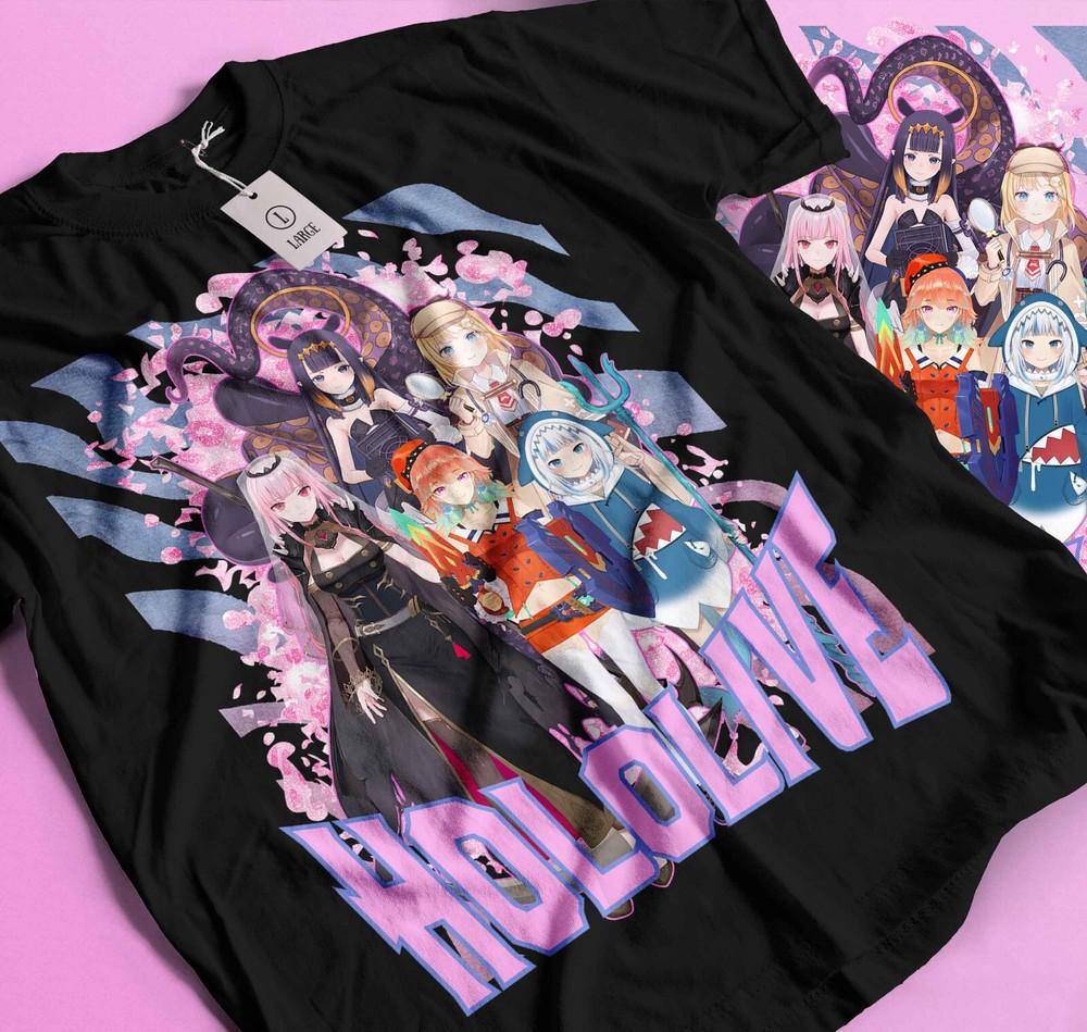 

Anime NYC 2023 Футболка Hololive Meet Черная футболка Лучшее аниме Манга Подарочная футболка 207 XL