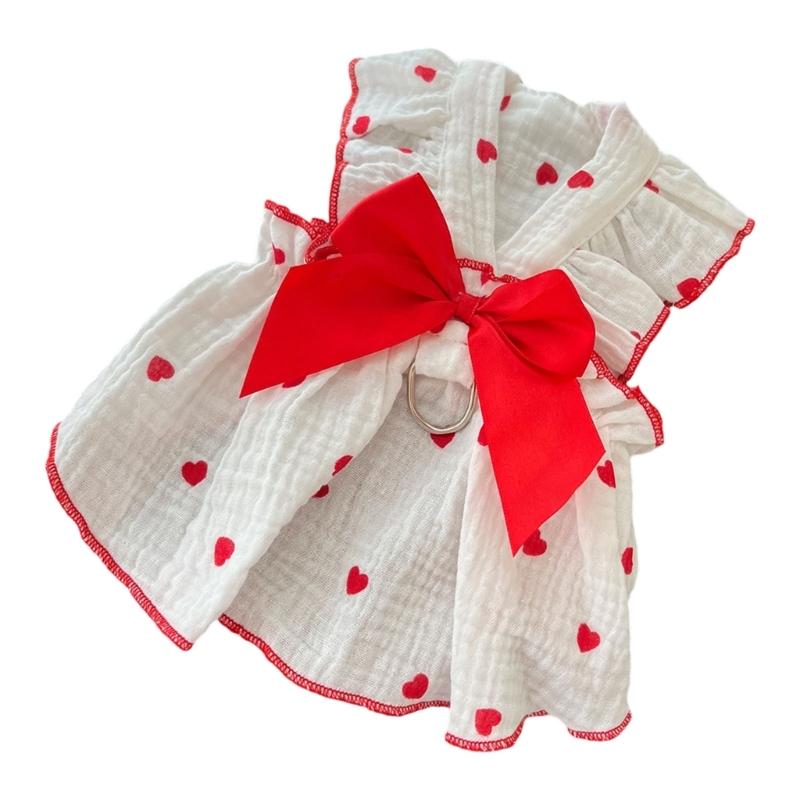 Heart Pullover Dog Dress for Medium to Large Dogs for Spring Basic Heart Pullover Clothes Princess Heart Pattern