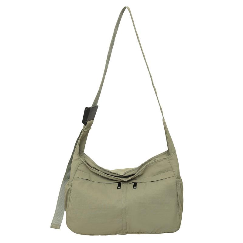 Nylon Crossbody Bag Men Women Casual Shoulder Bag with Front Pockets and Adjustable Strap