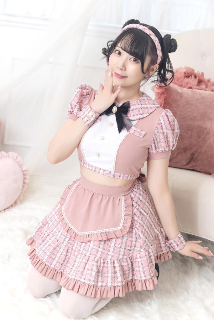 Lyrical Palette Cosplay Halloween Idol Tweed Maid Pink [Clear Stone] Women's