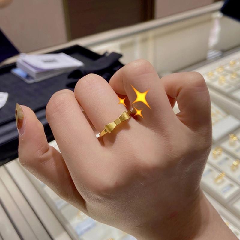 Brass Gold Elegant Plated Bowknot Ring Adjustable Twisted Style Women For