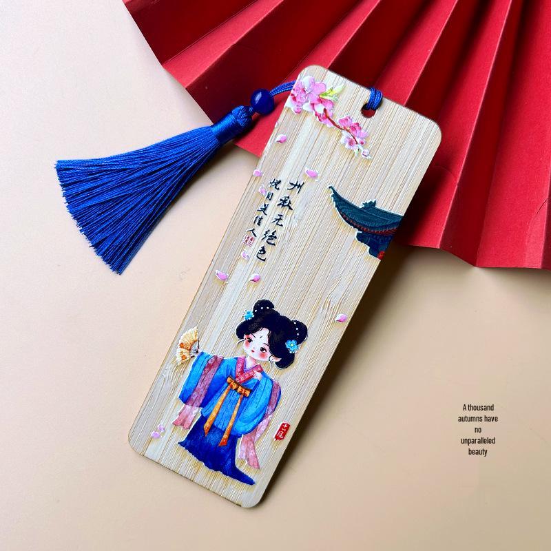Elegant Chinese-Style Bamboo Bookmarks: Hand-Painted, Classic Gift for Friends