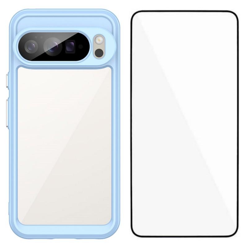 For Google Pixel 10 Pro XL Back Cover WANLONFENG XC Series TPU Acrylic Phone Case with Tempered Glass Film