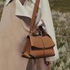 Borsa da Donna Pieghettata in Pelle di Primo Strato Borsa Sorridente Design di Marca Trendy Stile Francese Nuova