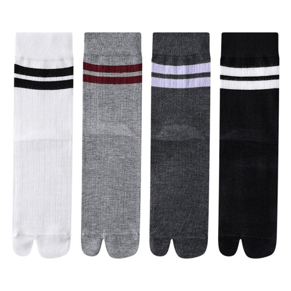 2Pairs Breathable Toe Mid Calf Socks Sweat Absorption Toe Separator Socks Two Toe Tube Socks  Women