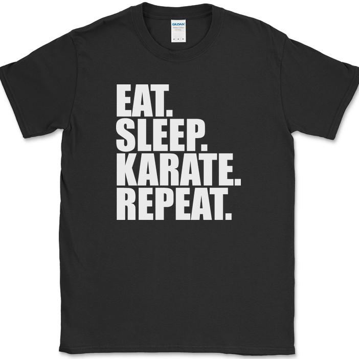 Eat Sleep Karate Repeat T-Shirt Funny Martial Arts Hobby Sports Fitness Tee