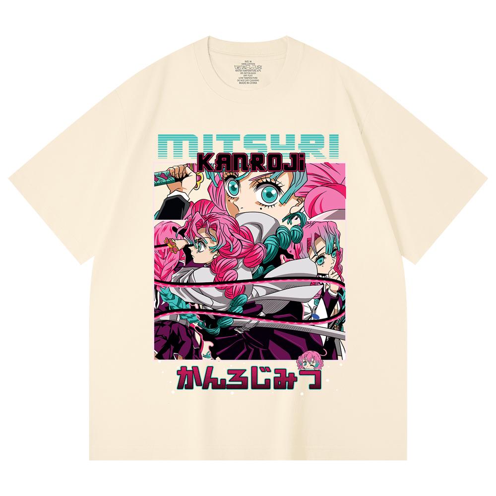 

230 Gsm 100% Cotton Demon Slayer V7 Mitsuri Print Unisex Heavy Cotton T Shirt XS абрикосовый