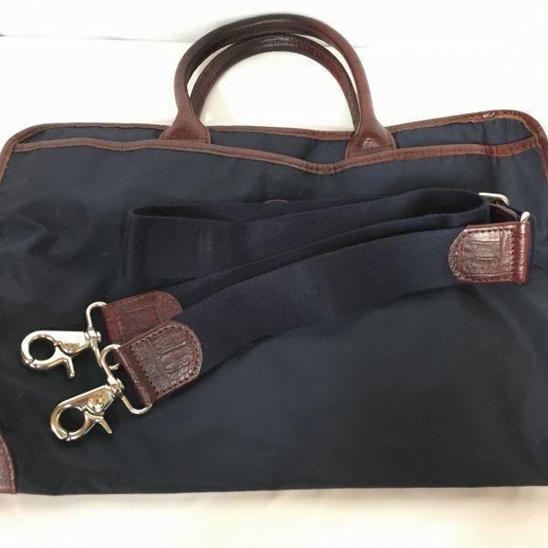 2way! Orobianco Briefcase Boston Bag Document Business Bag Dark Navy Strap Included(USED)