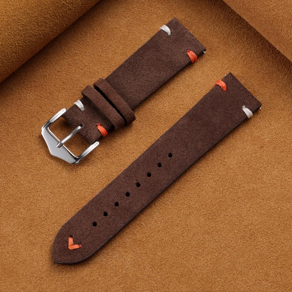 18mm 20mm 22mm Suede Leather Strap for Seiko Vintage Business Watch Band Handmade Stitching Wristband Quick Release Bracelet
