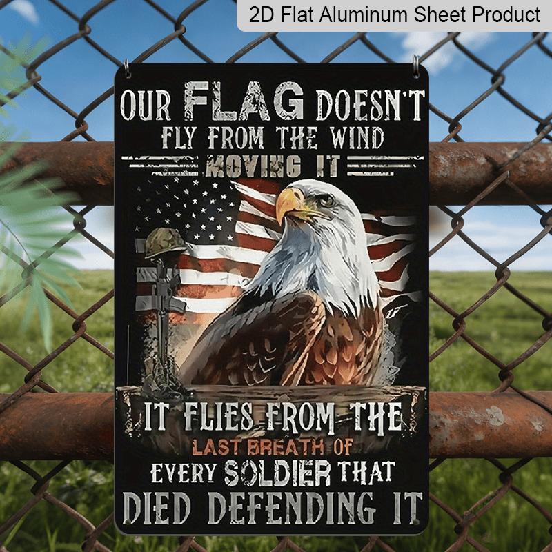 2D Flat Veterans Day, American Soldier Eagle Print Metal Sign, 8"x12" House Sign, Front Door Sign, Porch Sign Aluminium Wall Decor for Home Bedroom
