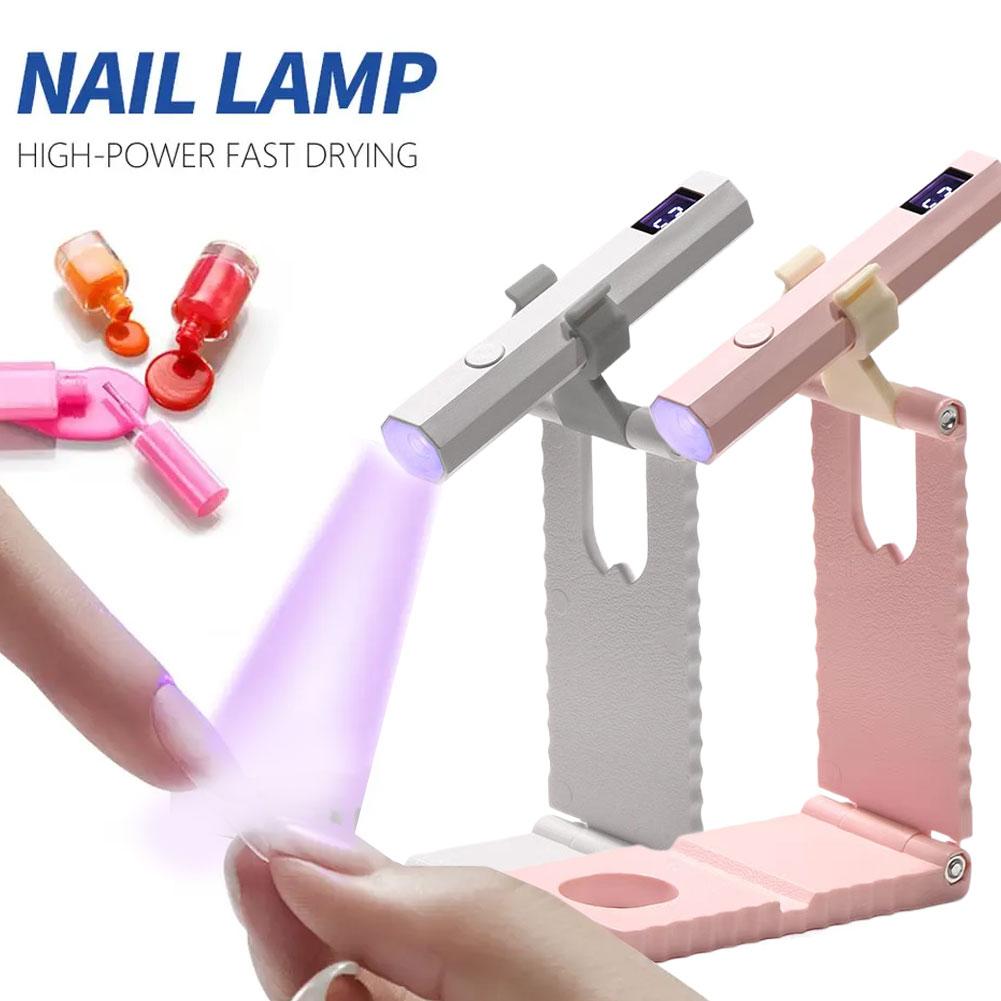 Cordless Nail Lamp with Stand Handheld UV Light with LCD Display for Gel Nails Rechargeable USB Nail Dryer for Fast Curing