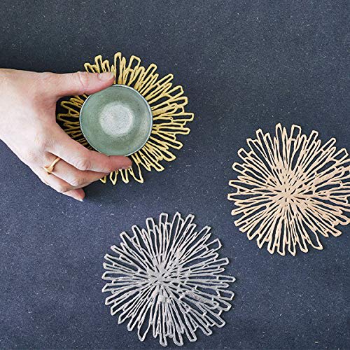 Chilewich Bloom Coasters, Set of 6, Gilded, In Exclusive Packaging