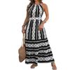 Halter Sleeveless Printed Dress Vacation Style Large Backless Sexy Long Dress For Women Elegant Fashion Comfortable Dress