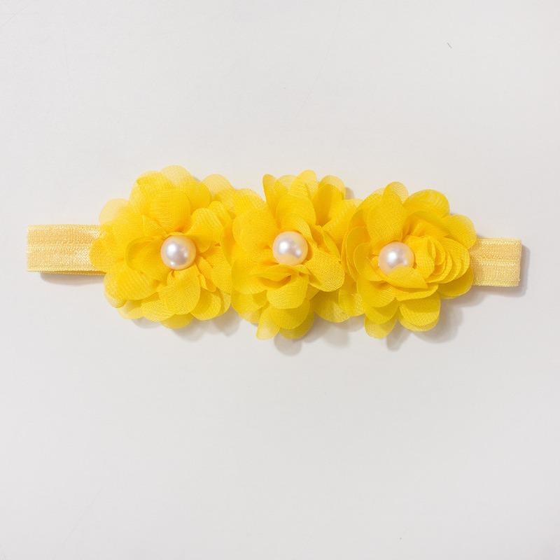 New baby elastic headband, cute chiffon bead flower children's jewelry, four seasons thin baby hair accessories