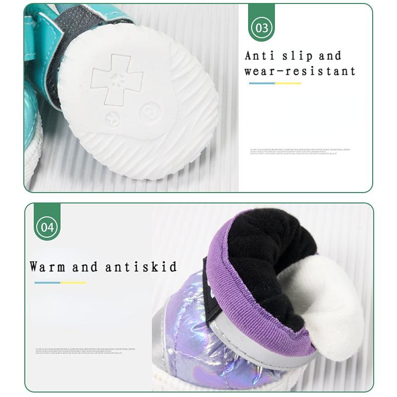 4 Pcs/Set Waterproof Winter Dog Shoes For Small Dogs Warm Fleece Puppy Pet Shoes Dog Snow Boots Chihuahua Yorkie Teddy Shoes