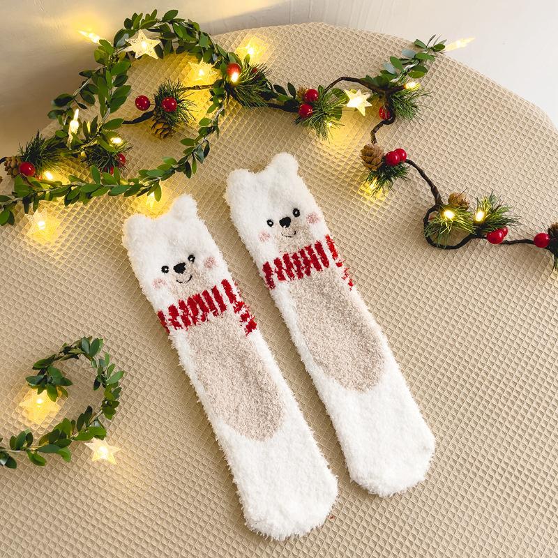 

Gift Box Christmas Socks Children S Autumn And Winter Warm Medium Tube Women S Socks Fleece Thickened Coral Fleece Sleep Stockings