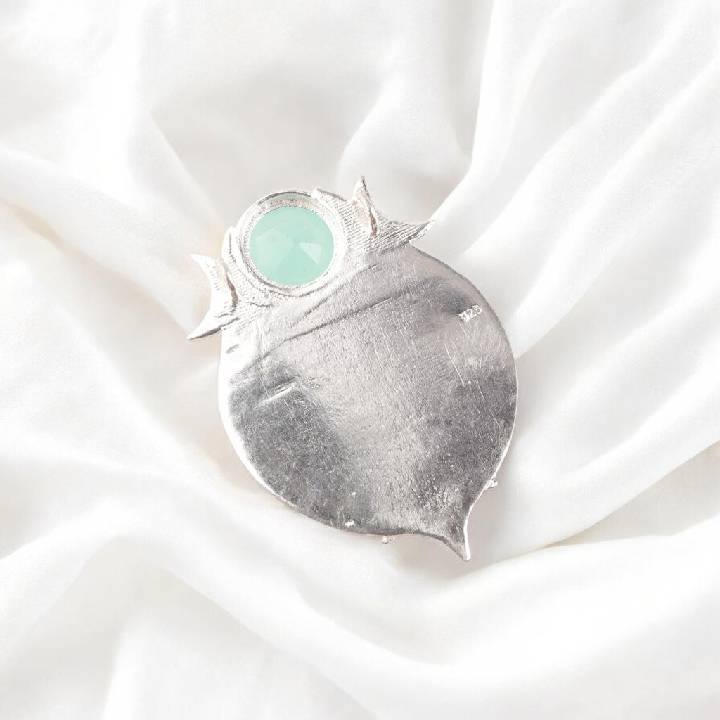 Natural Aqua Chalcedony Gemstone 925 Sterling Silver Handmade Necklace Pendant CP-22-17