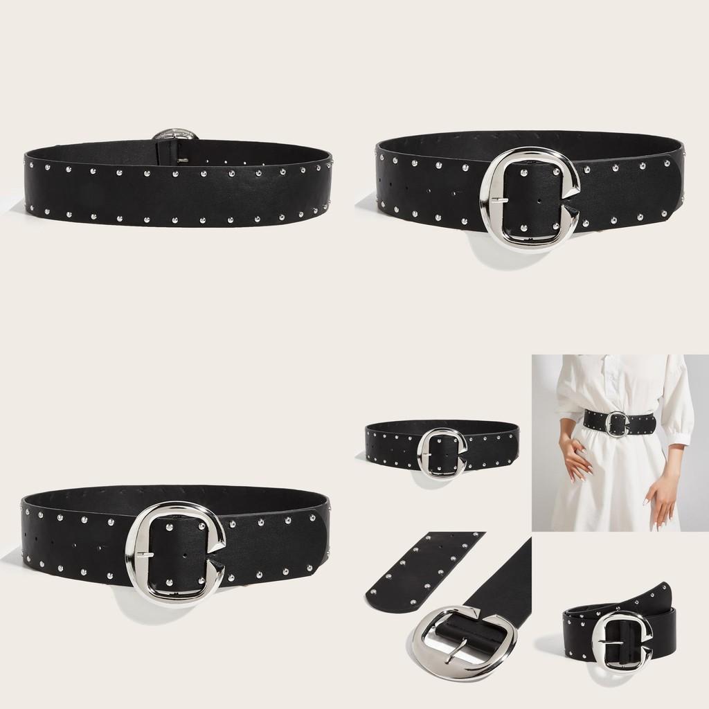 Spired Leather Belt With Metal Pin Buckle For Youth Street Style And Trendy Look