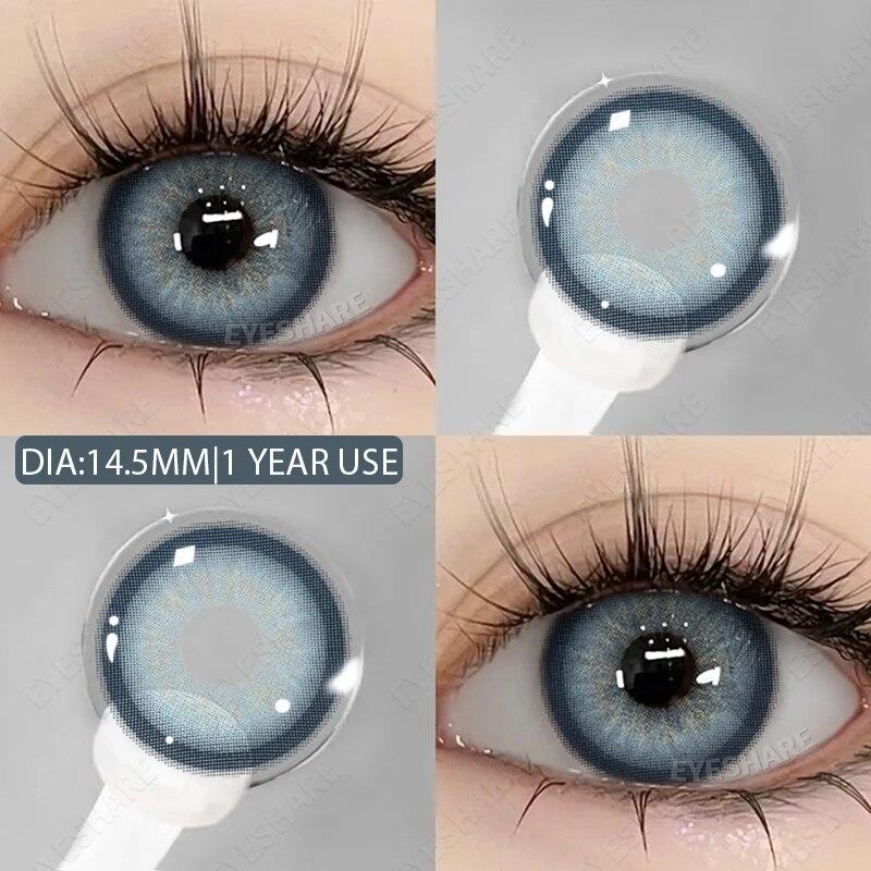 AMARA 1pair Colored Contact Lenses Natural Eye Lens Blue Eye Lenses Brown Lenses Gray Pupils Yearly Cosmetic Green Contacts