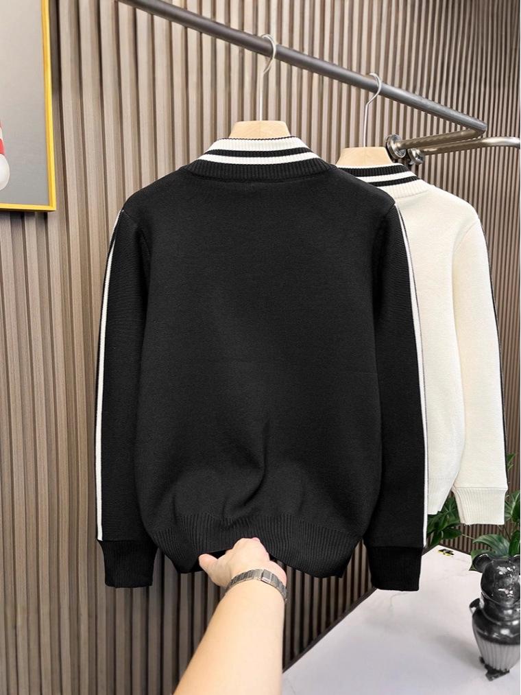 Men's Trendy Autumn Striped Half-High Neck Zip Cardigan Sweater