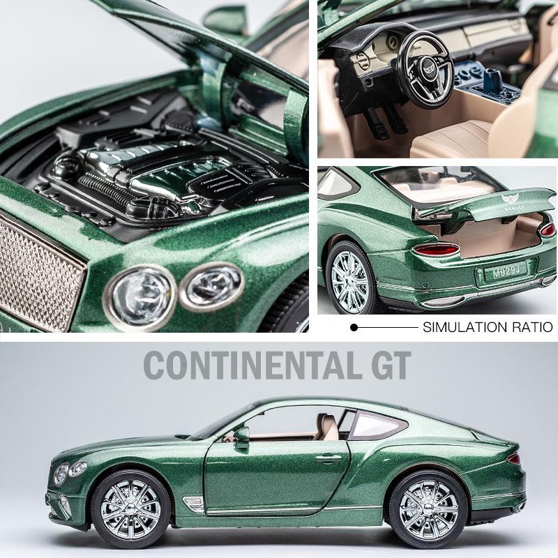 1/24 Scale Bentley Continental GT Diecast Car Model Toy, Pull Back Toy Vehicle with Sound and Light for Kids Toddler Boys Girls Gift Collection