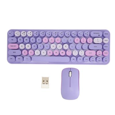 Teclado Mouse USB 2.4G Sem Fio 68 Teclas Baixo Consumo Retro Bonito ABS Teclado Mouse para Jogos para